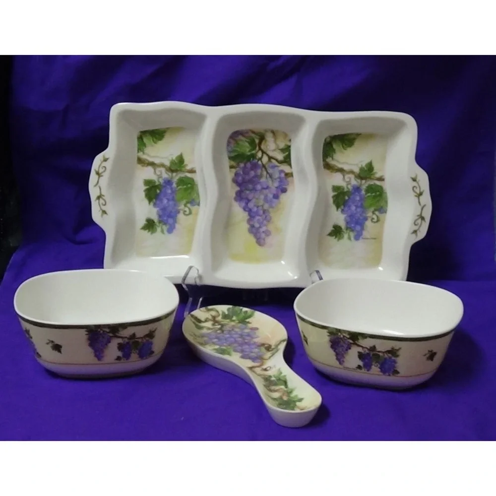 Keller-Charles Philadelphia Vineyard Grape Vines Four-Piece Melamine Set #109